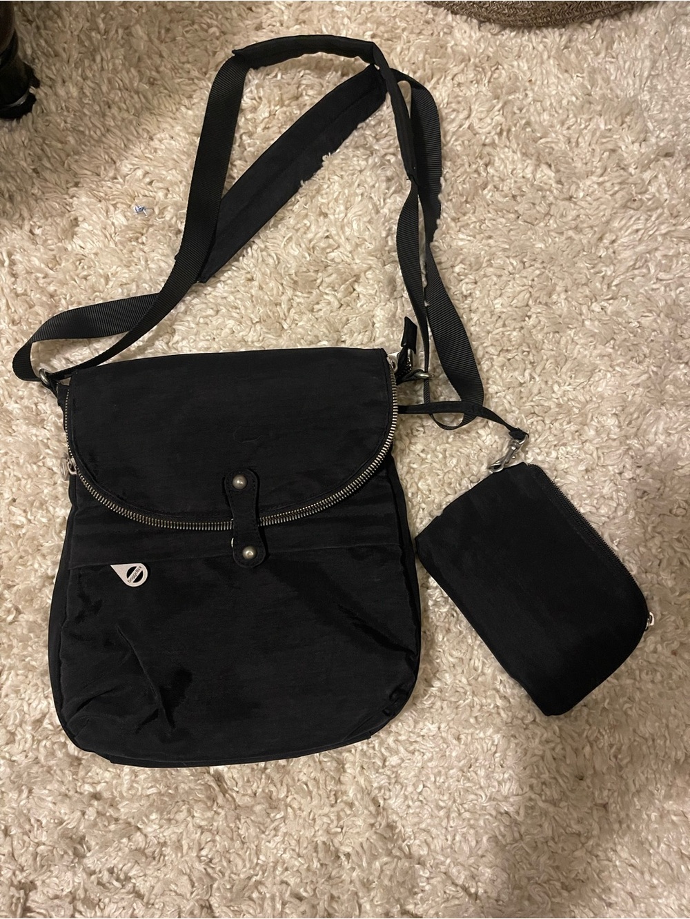 Baggallini Black Nylon Travel Crossbody Bag with RFID Wristlet